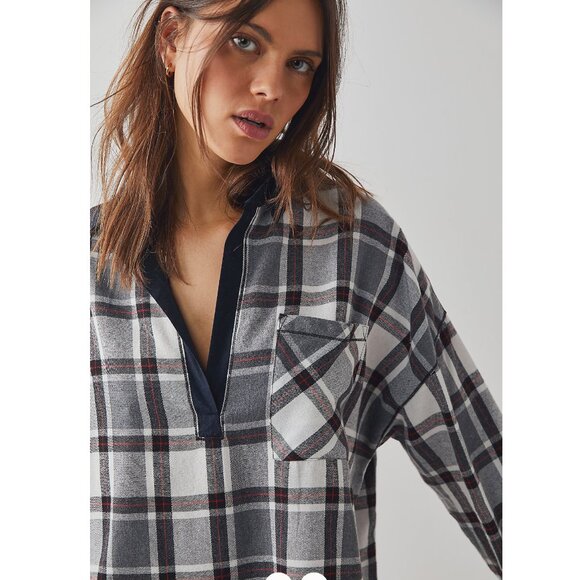 Free People Tops - FREE PEOPLE Intimately Oversized Flannel Sleep Shirt Size Small NEW